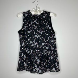 LOFT Glimmer Floral Peplum Blouse S